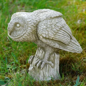 Hunting Owl Stone Statue Outdoor Barn Animal Sculpture Decoration GardenOrnament - Picture 1 of 6