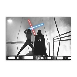 Black White Luke Skywalker - Darth Vader Canvas art Wall Painting Poster Print - Picture 1 of 11