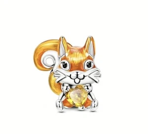 Endearing Squirrel Heart Embracing Charm S925 Silver Plated. Cute ! 🥰 🐿️ - Picture 1 of 5