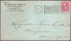 1898 The Hogan Gun Trunk Co. Chicago IL Patriotic Flag Cancellation Cover - Picture 1 of 2