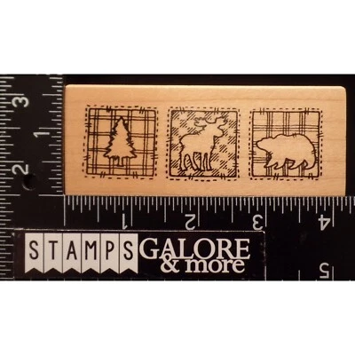 Estampillas de goma Darcies K-2823 COLCHA A CUADROS ÁRBOL ALCE OSO SALVAJE COSIDO #T38 Foto 1 de 3