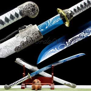 Katana hecha a mano acero manganeso espada coleccionable espiga completa hoja de dragón afilada - Imagen 1 de 14
