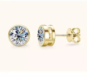 1ct Ohrringe 18K Gelbgold Diamant Testpass Laborgefertigt VVS1/D/Top - Bild 1 von 1