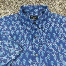 Club Monaco Shirt Slim Fit Floral Long Sleeve Button Down Blue Mens Medium