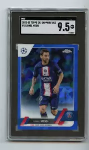 2022-23 Topps Chrome Sapphire Lionel Messi UCC #1 🚀😳💥 SGC Graded 9.5 - Picture 1 of 2