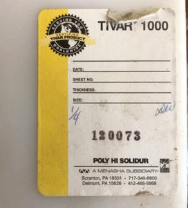 1/4” Thick Tivar 1000 18.5” X 23 7/8” Sheet , UHMW -PE, Polyethylene Sheet - Picture 1 of 5