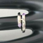 925 STERLING SILVER BYPASS RING SIZE 6 PURPLE CZ WRAP STYLE ENGRAVED PE & PP 687