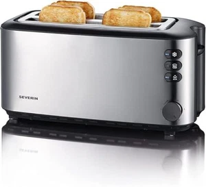 SEVERIN Automatik-Langschlitztoaster, Toaster mit Brötchenaufsatz, Edelstahl - Bild 1 von 3