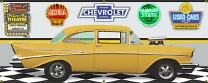 Bandera de vinilo Chevy (300) 1957 de los Hollywood Knights. 2 tamaños disponibles. - Imagen 1 de 1