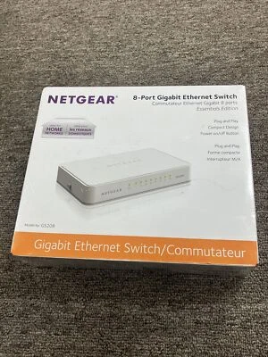 NETGEAR GS208-100PAS Gigabit 8 Port Gigabit Ethernet Switch - New/ Sealed - Image 1 of 2