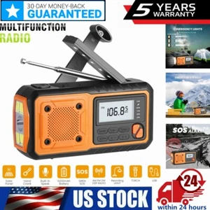 5200mAh Emergency Solar Hand Crank Weather Radio Power Bank Charger Flash Light - Picture 1 of 10
