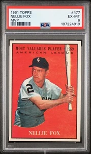 1961 Topps #477 Nellie Fox (MVP) PSA 6 - Bild 1 von 2