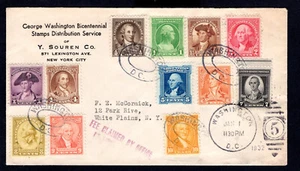 US FDC #704-715 1/1/1932 DC George Washington Bicentennial, Full Set - Picture 1 of 2