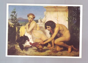 AK Bildende Kunst: Gerome Leon - Junge Griechen lassen Hähne schlagen - Bild 1 von 2