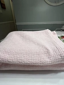 Pottery Barn Kids Pink Waffle Knit 100% Organic Cotton Twin Size Blanket - Picture 1 of 10