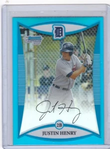 2008 Bowman Chrome Prospects Blue Refractor 113/150 Justin Henry #BCP233 - Picture 1 of 1