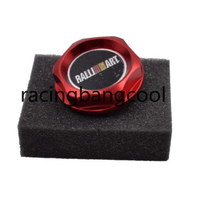 Cubierta de tanque de tapa de aceite de motor de aluminio rojo JDM Ralliart para Mitsubishi Foto 1 de 4