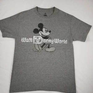 Camicia Topolino Uomo Grigio Medio Walt Disney World Distressed Maglietta Adulto M - Foto 1 di 10