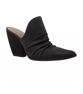NWT Charles David 8.5 Nellie Black Mule Faux Suede Wood Heel Slip On Point Toe - Picture 1 of 11