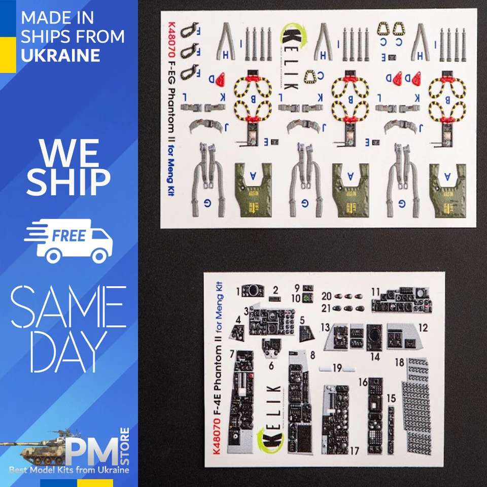 F-4E Phantom II interior 3D decals for Meng kit 1/48 Kelik K48070