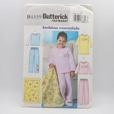 Butterick 4339 Girl Nightgown Long Pajamas Blanket Sewing Pattern Size 6-8 Uncut - Image 1 of 4
