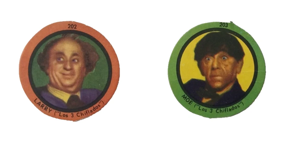 1968 Figuritas Gauchitas Discs The Three Stooges Larry & Moe Rare Argentina Set - Image 1 of 4