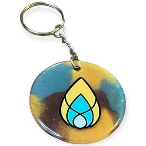 Handmade Artistic Lotus Design Oregon Cannabis Wax Keychain in Turquoise Yellow - Picture 1 of 3