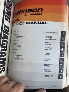 1977 Johnson Outboards 85, 115 & 140 HP Service Manual Item No JM-7710 - Bild 1 von 5