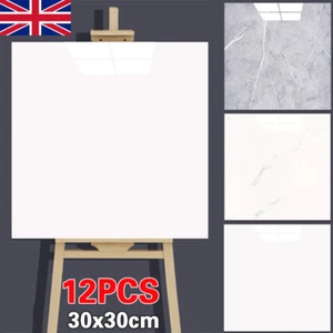 12pcs Self-Adhesive Marble Tile Stick On Wall Vinyl Flooring Kitchen Bathroom - Picture 1 of 11