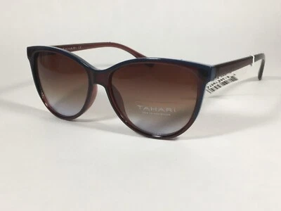 Gafas de sol Tahari ojo de gato dos tonos marrón azul marco marrón degradado TH777 BNBL Foto 1 de 4