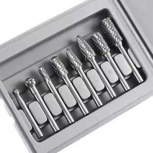 8x Double Cut Tungsten Carbide Burrs Rotary Burr Set 1/4" Shank Die Grinder Bit - Picture 1 of 9