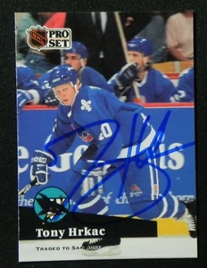 Tony Hrkac Signed 1991 Pro Set Hockey Card #205 _ Smoke-Free - Picture 1 of 2
