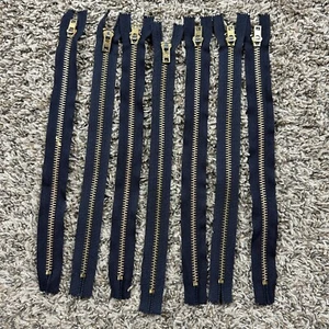 7 Lot Heavy Brass Talon Navy Closed End Metal Lock Zipper 11” USA Vintage 70s - Picture 1 of 4