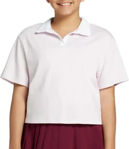 DSG Girls' Johnny Collar Short Sleeve T-Shirt, Tinted Rose, Small(8-9) - Picture 1 of 2