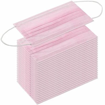 10x 3ply Pink, Black, red face masks cover protectors with ear loops UK Seller