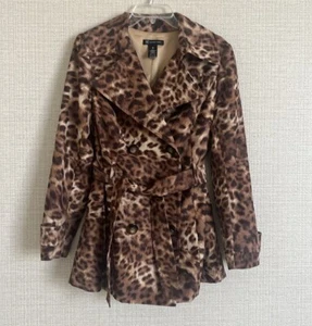 INC International Concepts Women Animal/Leopard Print Trench Coat Size M NWOT - Picture 1 of 7