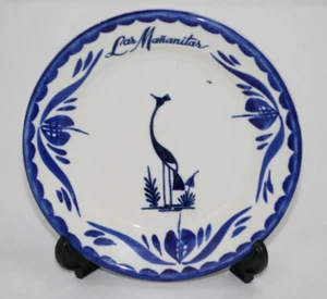 Anfora Las Mananitas Crane Design Blue White 5 3/4" Plate Mexican Pottery - Picture 1 of 5