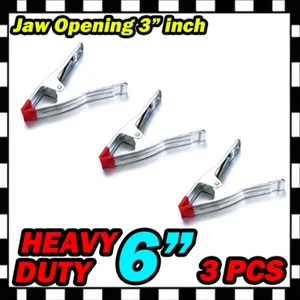3PC 6" inch Heavy Duty Studio Metal Spring Clamps Tips DIY Tool Clip Jaw Opening - Picture 1 of 1