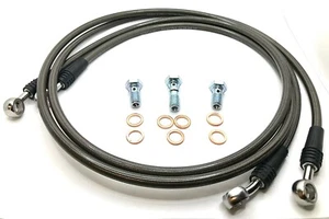 ASR Braided Front Brake Lines Smoke Extended Honda TRX250X 87-92 TRX300EX 93-08 - Picture 1 of 2