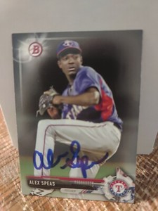 Alex Speas Autograph 2017 Bowman Paper Signed Baseball Card #BP68 Rangers 