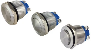 Edelstahl Taster Schraubösen Ø 16 / 19 mm Öffner 230 V / 3 A Metall Aus / Ein - Bild 1 von 4