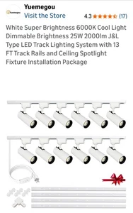 H Type LED Track Lighting Kit, No Flicker, 12-Light 25W  Track Lighting... White - Picture 1 of 10