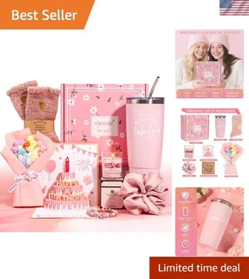 Presentes de aniversário femininos pensativos - Conjunto luxuoso de cesta de spa e copo - Imagem 1 de 4