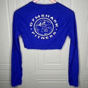 Camisa Recortada Gymshark Manga Larga Pequeña Azul Gimnasio Atlética - Imagen 1 de 5