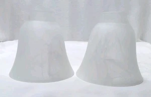Pair Streak Frosted Glass Bell 4 3/4" H X 5 3/8"W Light Shades 2.25 Fitter NEW - Picture 1 of 13