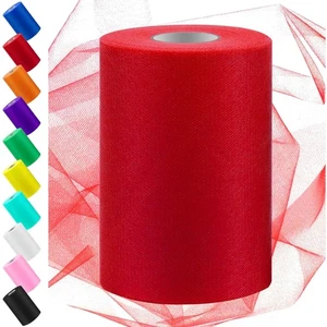 Tüll Stoffrolle, 6 Zoll, 100 Yards, rot, Polyester, Hochzeit, Party, Weihnachten - Bild 1 von 10