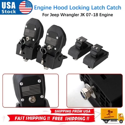 Kit de cierre de bloqueo de capó de motor negro accesorios para Jeep Wrangler JK 07-18 Foto 1 de 4