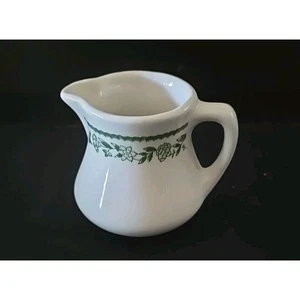 Vintage Buffalo China Kenmore Green Floral Creamer 1950's Restaurant/Diner 3.5" - Picture 1 of 4