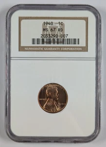 1940 Lincoln Wheat Cent NGC MS 67 RD - Picture 1 of 3