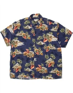 PIERRE CARDIN Mens Graphic Short Sleeve Shirt 2XL Navy Blue Cotton CG81 - Picture 1 of 3